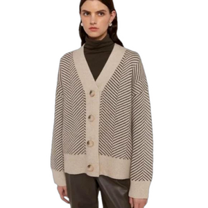 OAK + FORT Herringbone Oversized Chunky Academia Cottagecore Grandpa Cardigan M